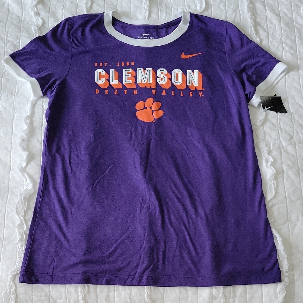 Nike Clemson Tigers Death Valley Ringer TShirt M NWT The Nike Tee Purple